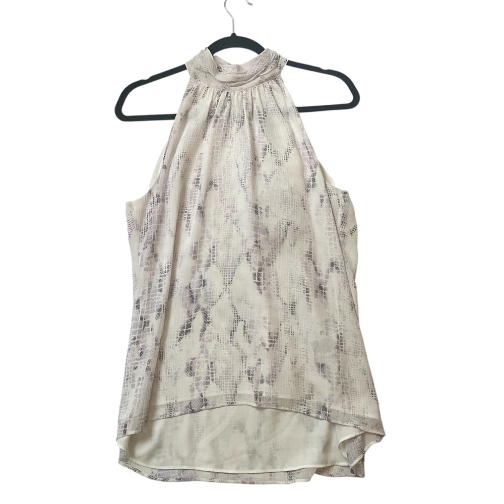 NWT White House Black Market snake skin print mock neck halter top size medium